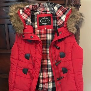 Quilted Vest with Faux Fur Trim Hood